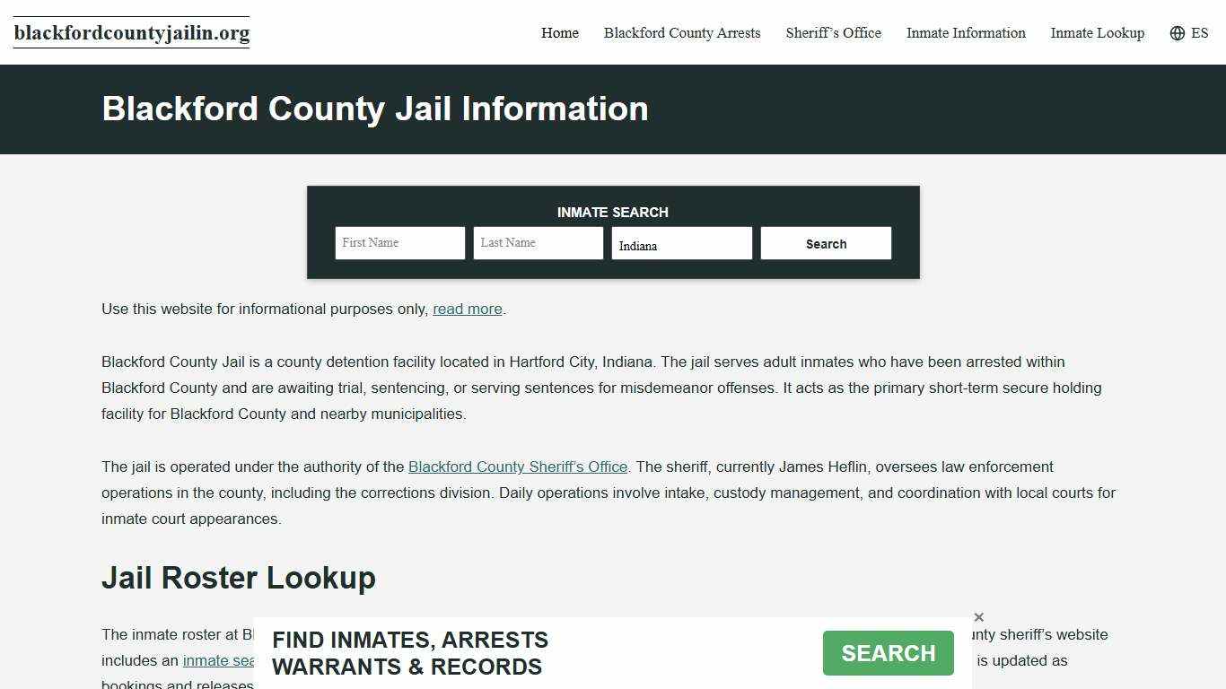 Blackford County, IN Jail Roster, Inmate Info
