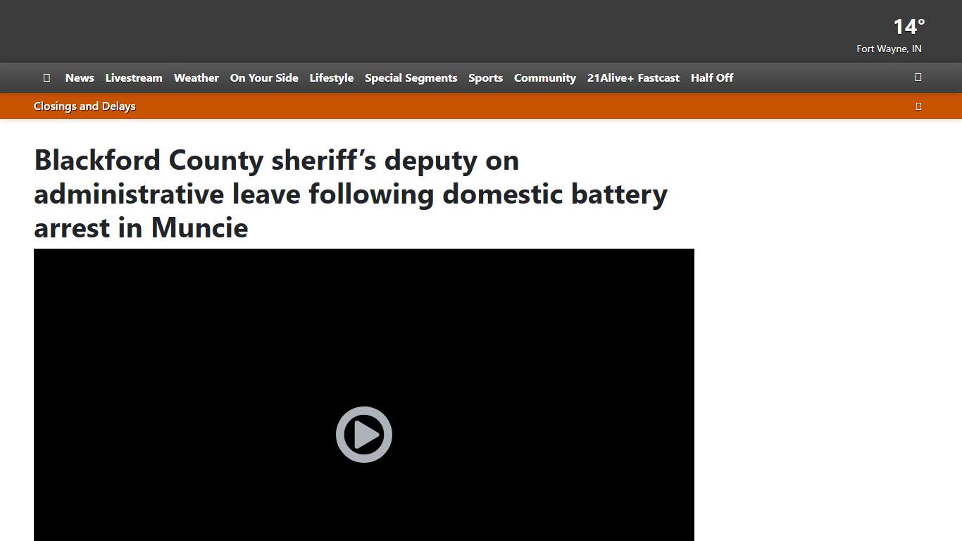 Blackford County sheriff’s deputy on administrative leave following domestic battery arrest in Muncie